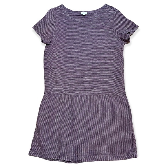 Garnet Hill Linen Dropwaist Purple Stripe Dress Sz 6 - Picture 4 of 12